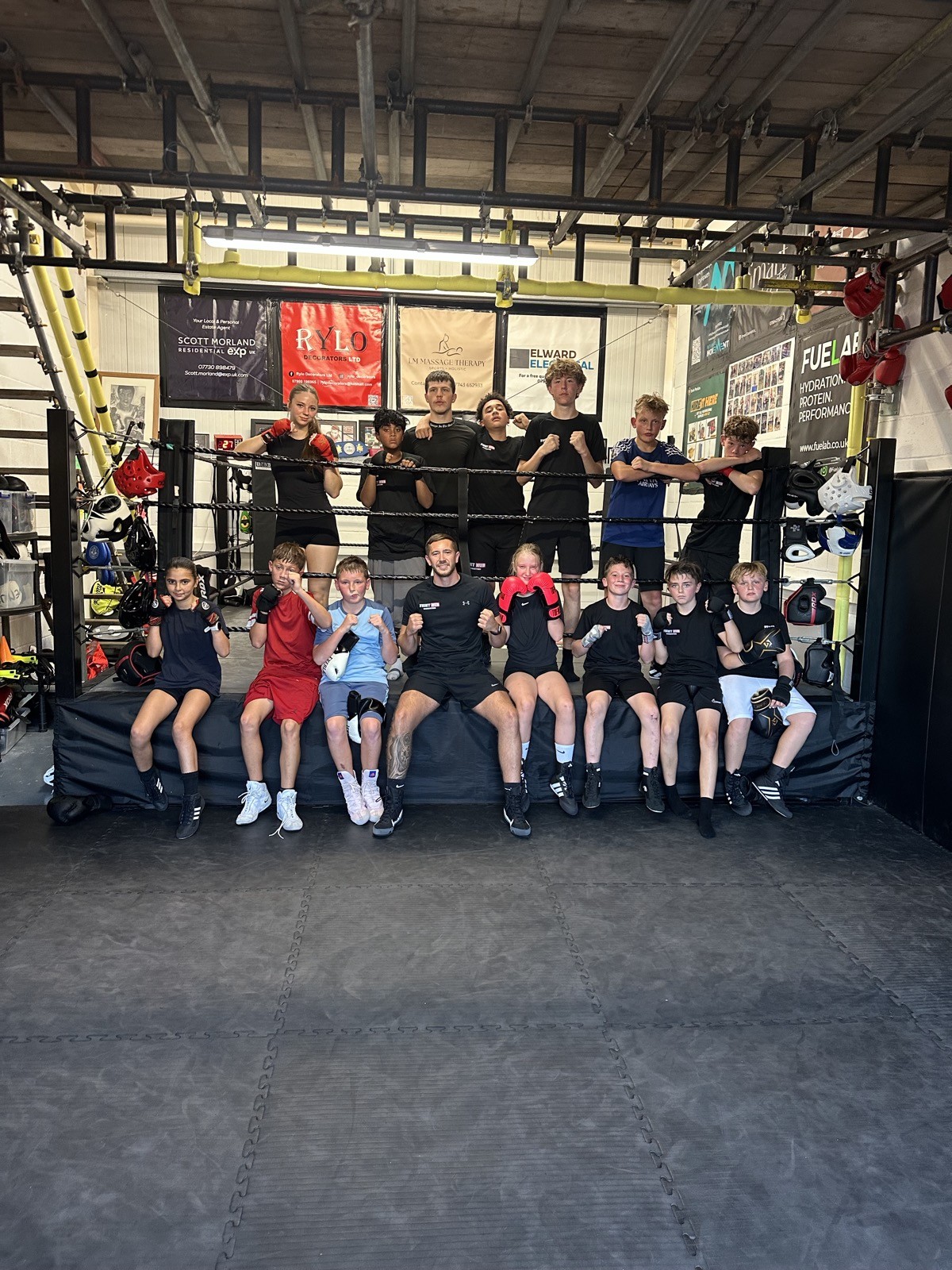 Youth members sat ringside at Fight Hub Basingstoke
